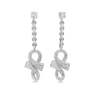 Brilliant Cut Diamond Motif Drop Earrings - 18ct White Gold