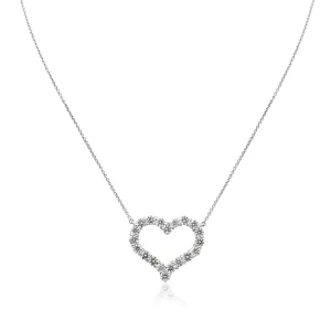 Brilliant Cut Diamond Set Tiffany Hearts Pendant Necklace - Large