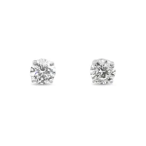 Brilliant Cut Diamond Solitaire Stud Earrings - 18ct White Gold