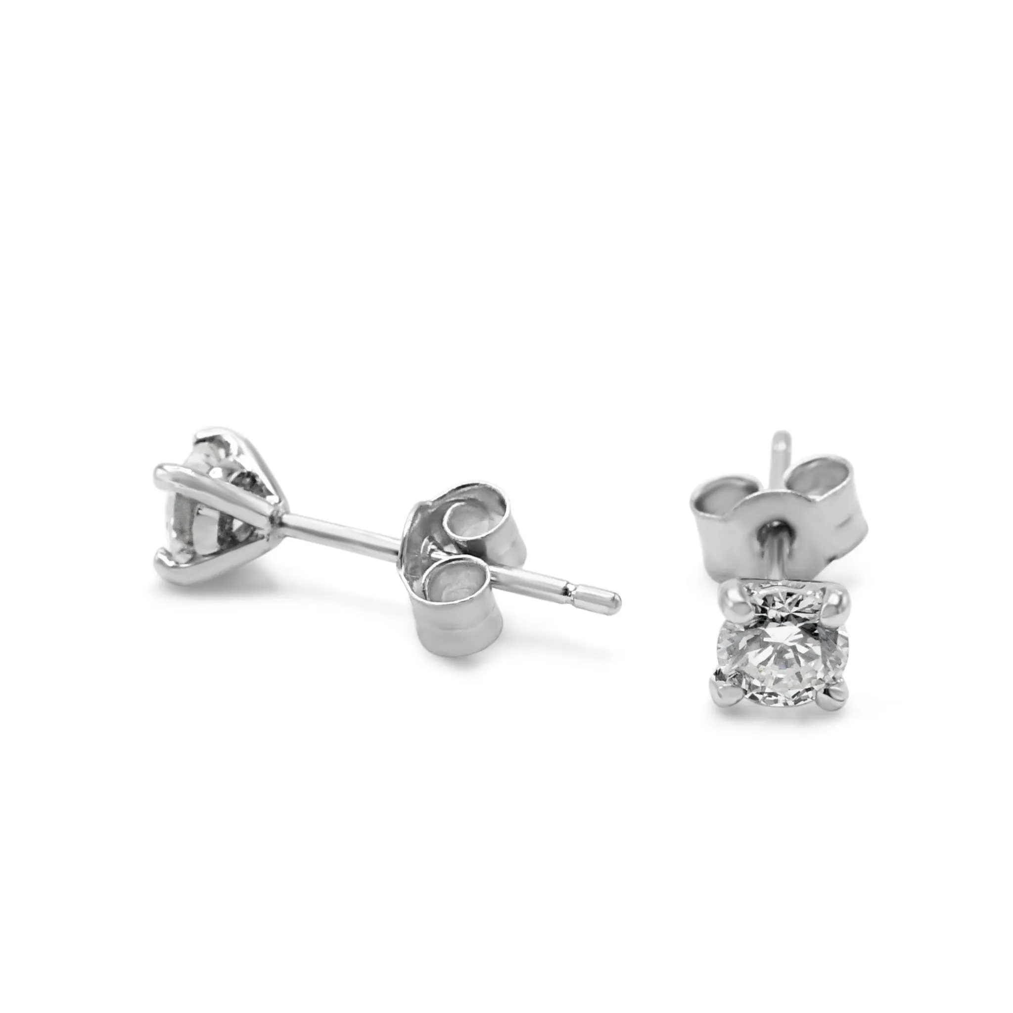 Brilliant Cut Solitaire Diamond Stud Earrings - Platinum