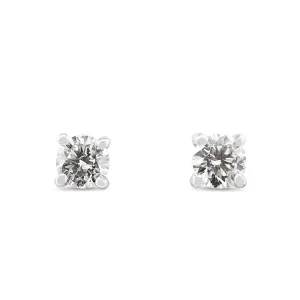 Brilliant Cut Solitaire Diamond Stud Earrings - Platinum