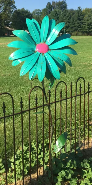 Brilliant Metal Flower with Removable Stake decorative plants  