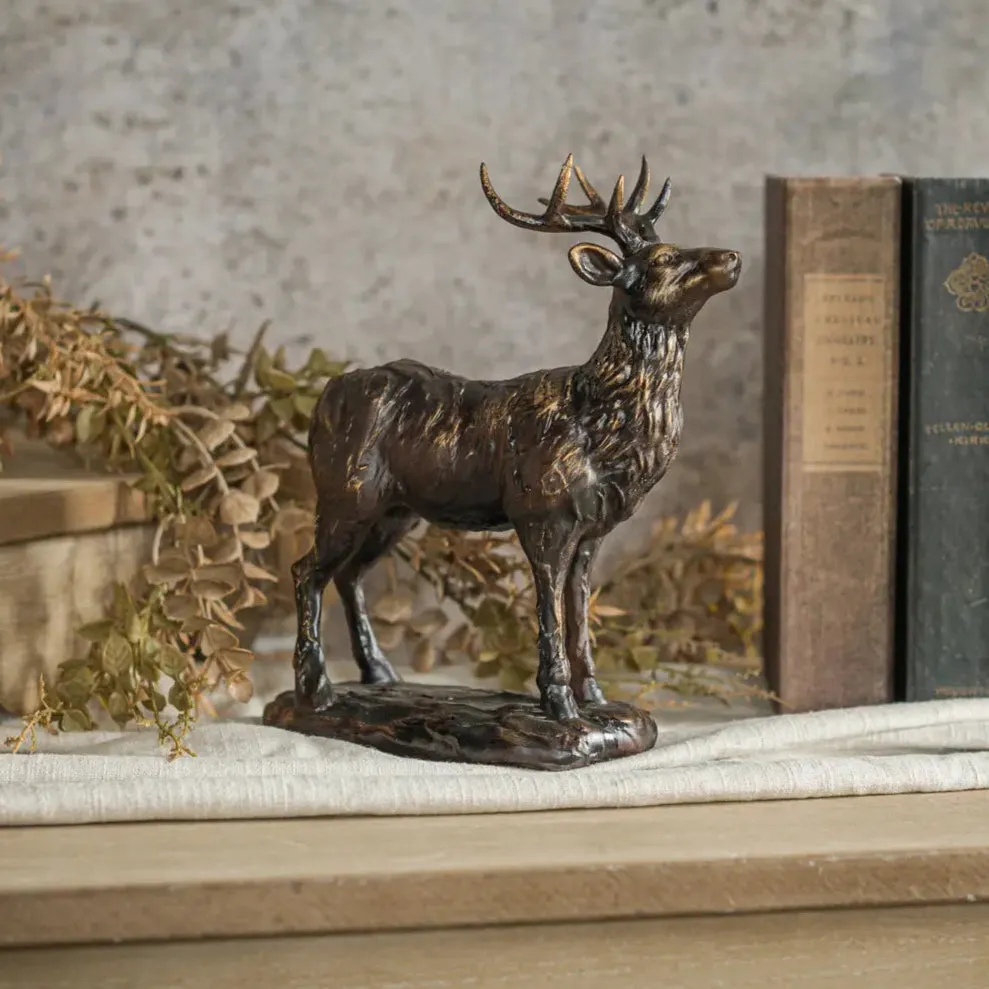 Bronze Tabletop Deer dried flowers  