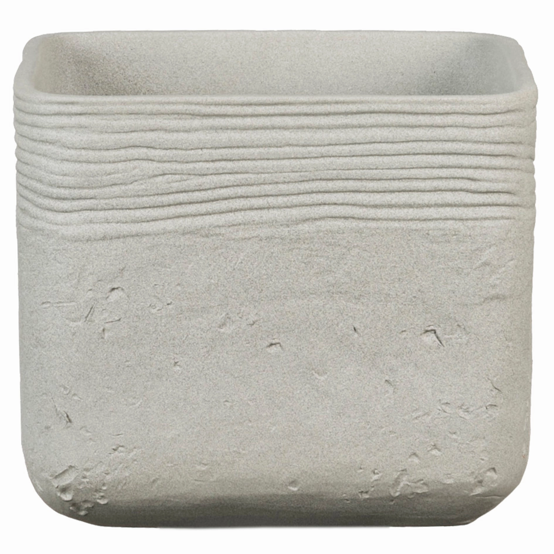 Brown Square Indoor Ceramic Pot  Washed Stone (989) tall green plant  