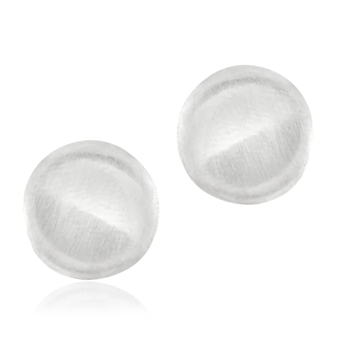 Brushed Sterling Silver Organic Pebble Earrings