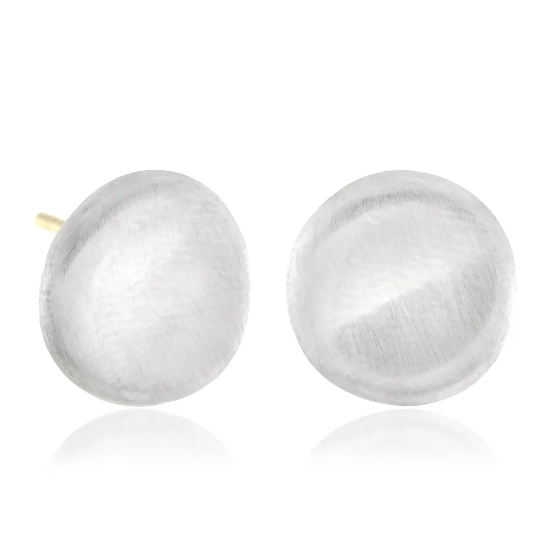 Brushed Sterling Silver Organic Pebble Earrings