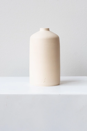 Bud Vase Ivory Small dried green plant  