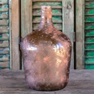Burnished Copper Glass Cellar Bottle dried flowers  