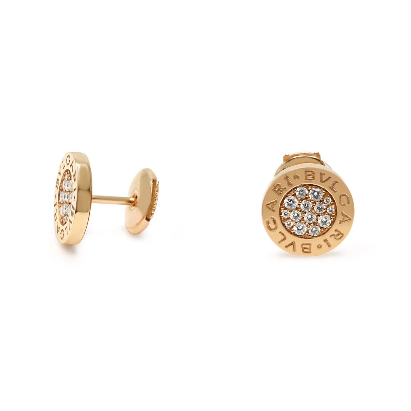 Bvlgari Bvlgari Classic Pave Diamond Earrings - 18ct Rose Gold