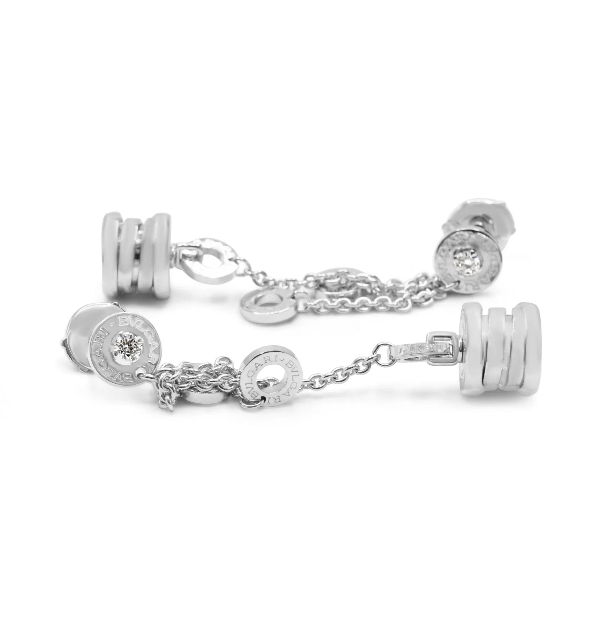 Bvlgari B.zero1 Diamond Set Drop Earrings - 18ct White Gold