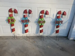 Candy Cane Wire Yard Art decorative plants  