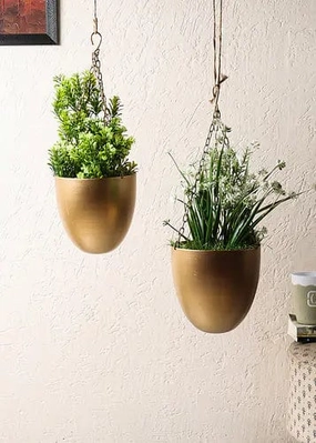 Capsule Shape Hanging Planters (Set of 2) desktop planter  