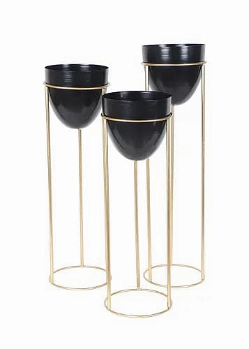 Capsule Shaped Planters With Stand (Set of 3)