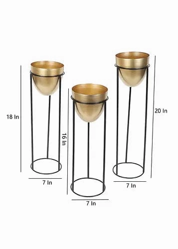 Capsule Shaped Planters With Stand (Set of 3)