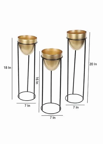 Capsule Shaped Planters With Stand (Set of 3)