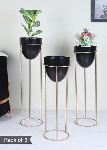 Capsule Shaped Planters With Stand (Set of 3)