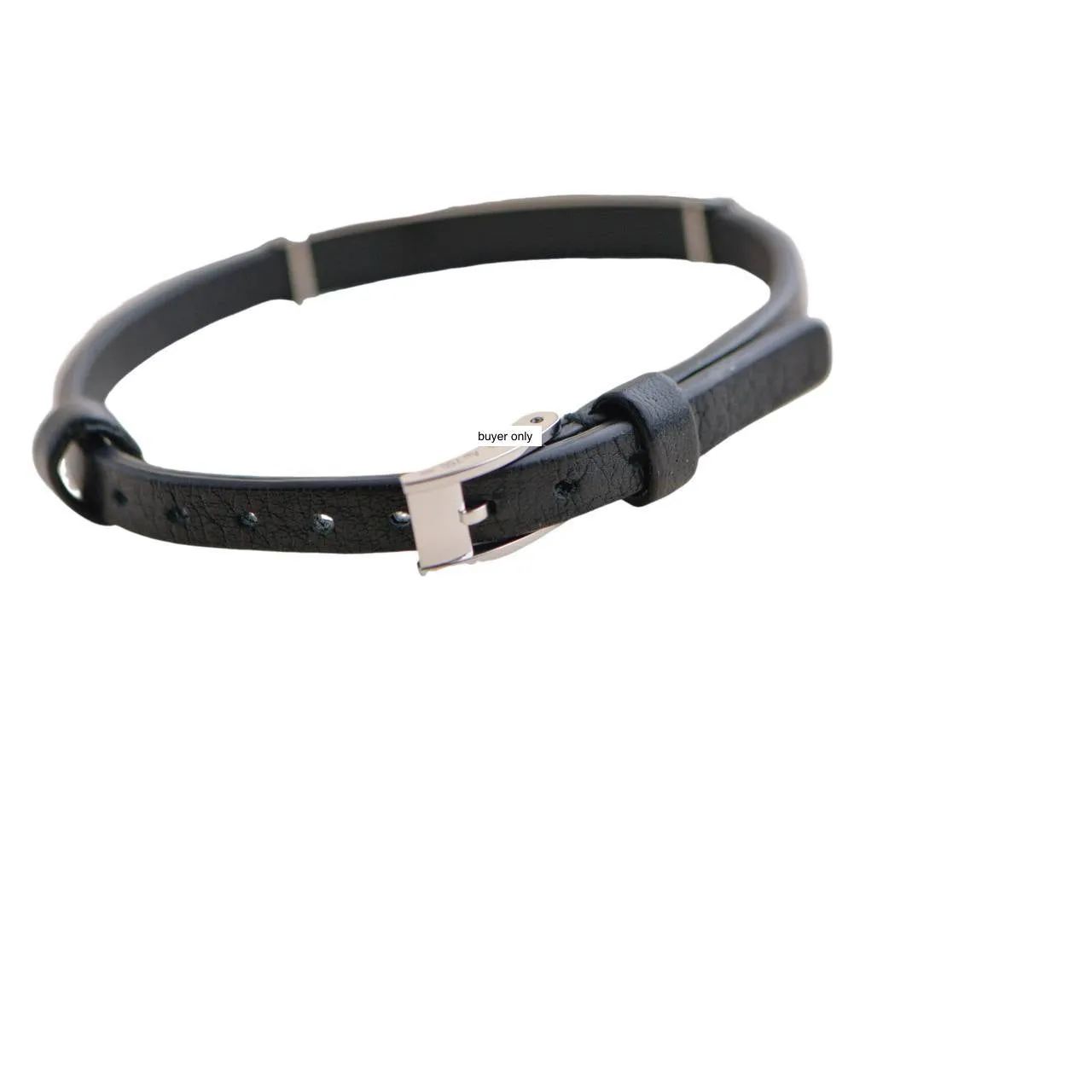 Cartier 18K Love White Gold Black Leather Strap Bracelet