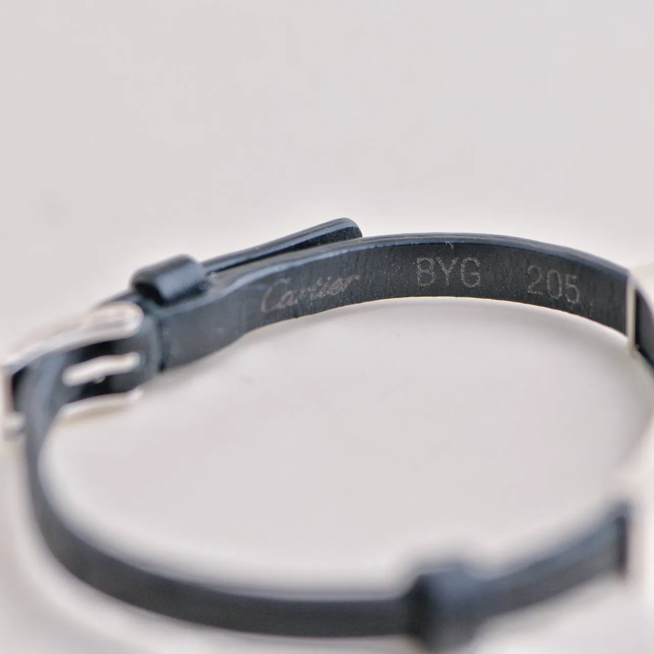 Cartier 18K Love White Gold Black Leather Strap Bracelet