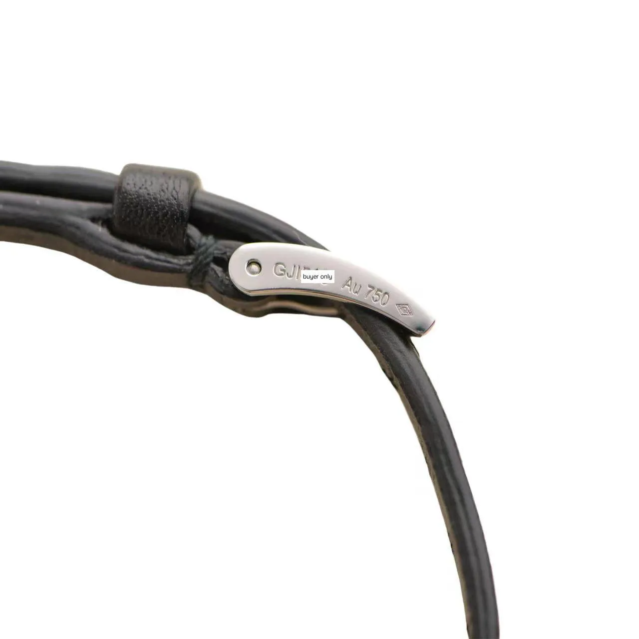 Cartier 18K Love White Gold Black Leather Strap Bracelet