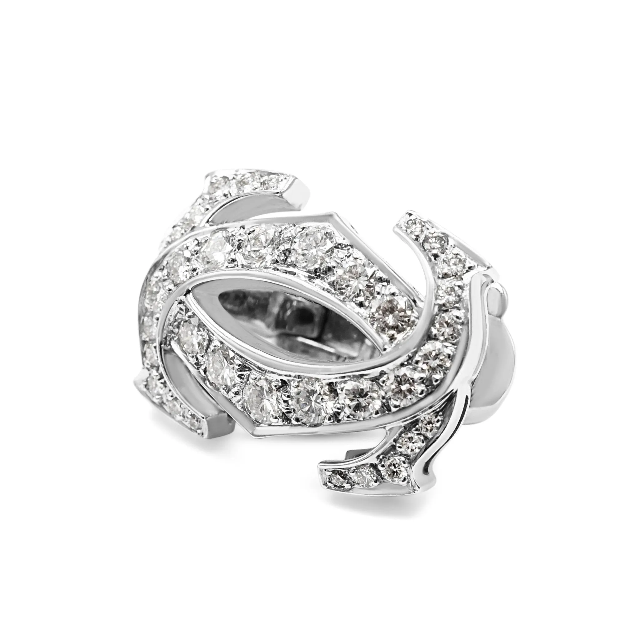 Cartier Diamond Double C Design Earrings - 18ct White Gold