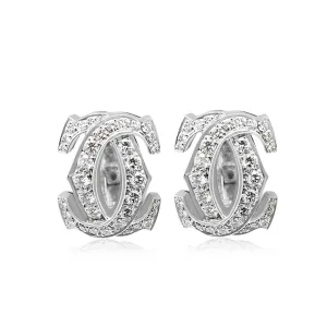 Cartier Diamond Double C Design Earrings - 18ct White Gold