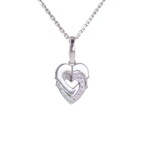 Cartier Hearts and Symbols Diamond Double Heart 18K White Gold Pendant Necklace