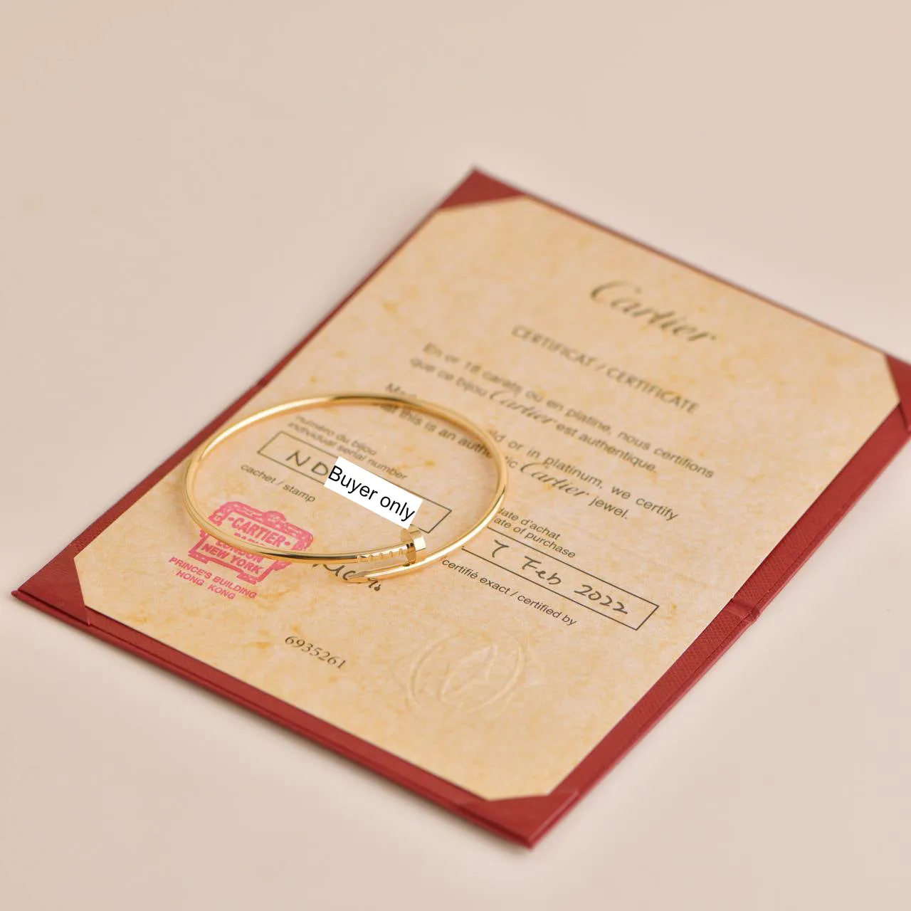 Cartier Juste un Clou Small Model Bracelet Yellow Gold Size 18