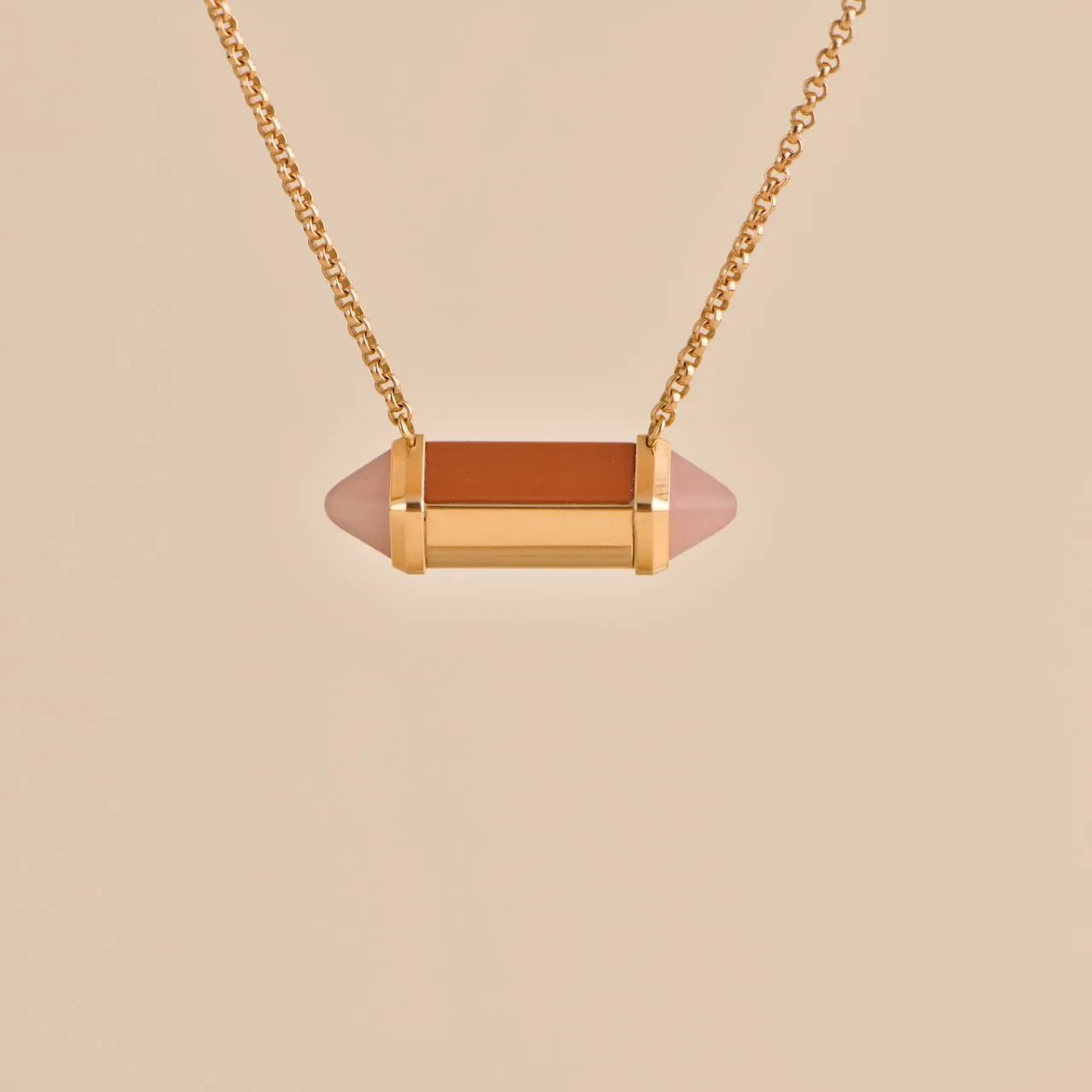 Cartier Les Berlingots Red Jasper and Pink Chalcedony 18k Rose Gold Pendant Necklace
