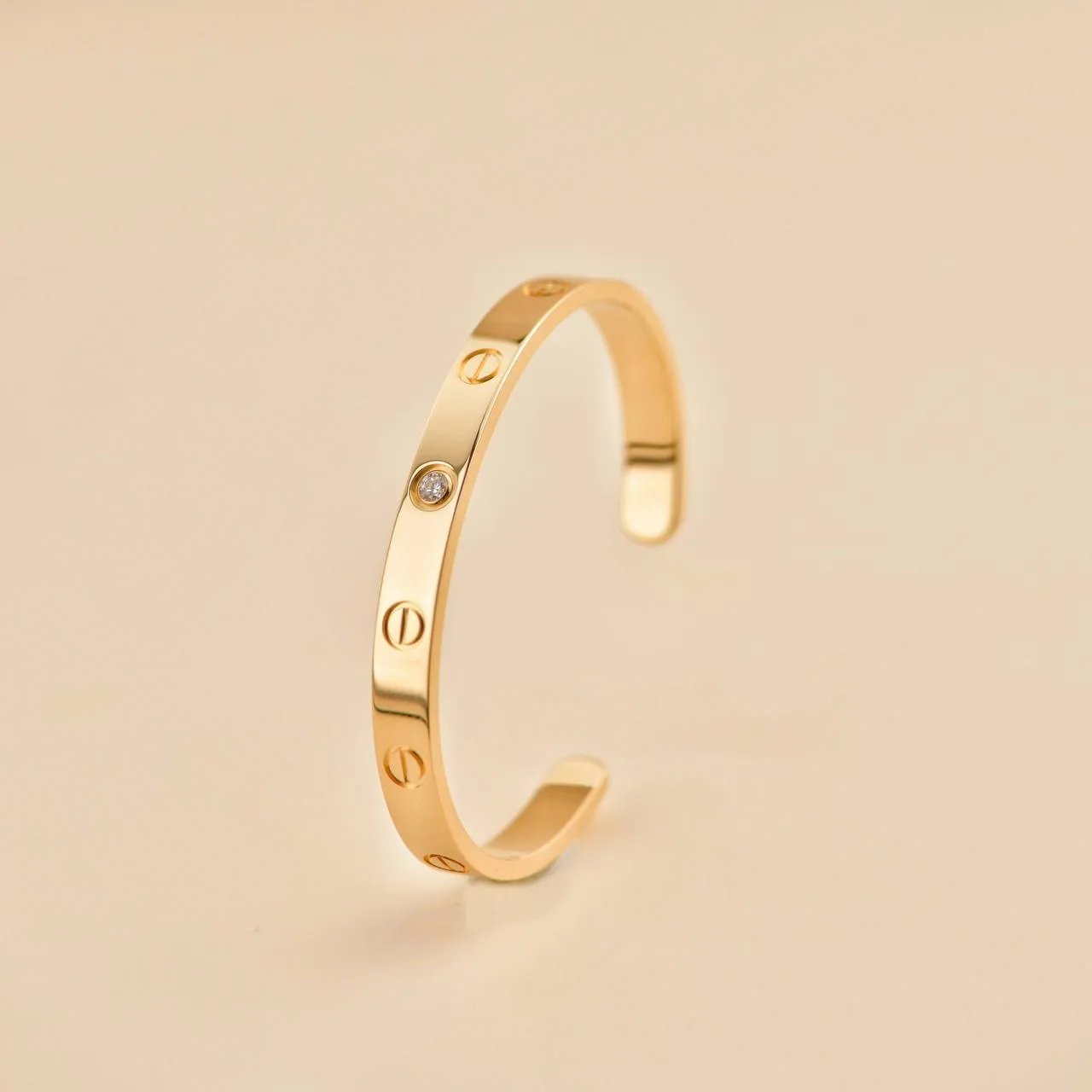Cartier Love 1 Diamond Yellow Gold Cuff Bracelet Size 16