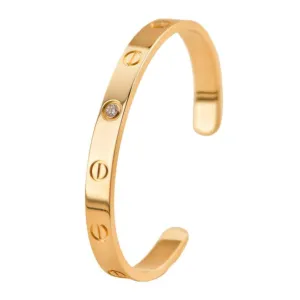 Cartier Love 1 Diamond Yellow Gold Cuff Bracelet Size 16