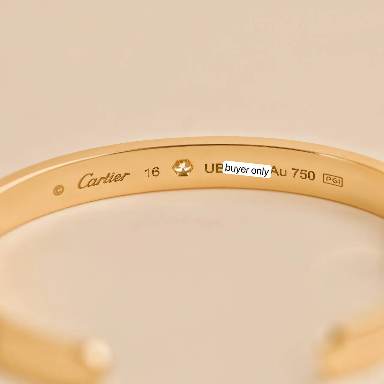 Cartier Love 1 Diamond Yellow Gold Cuff Bracelet Size 16