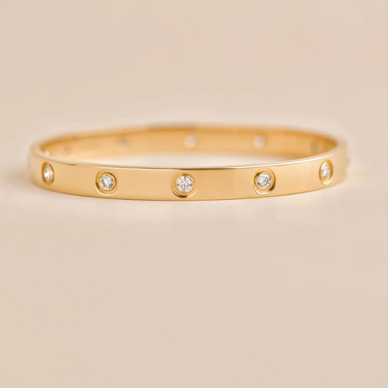 Cartier Love 10 Diamond Yellow Gold Bracelet Size 17