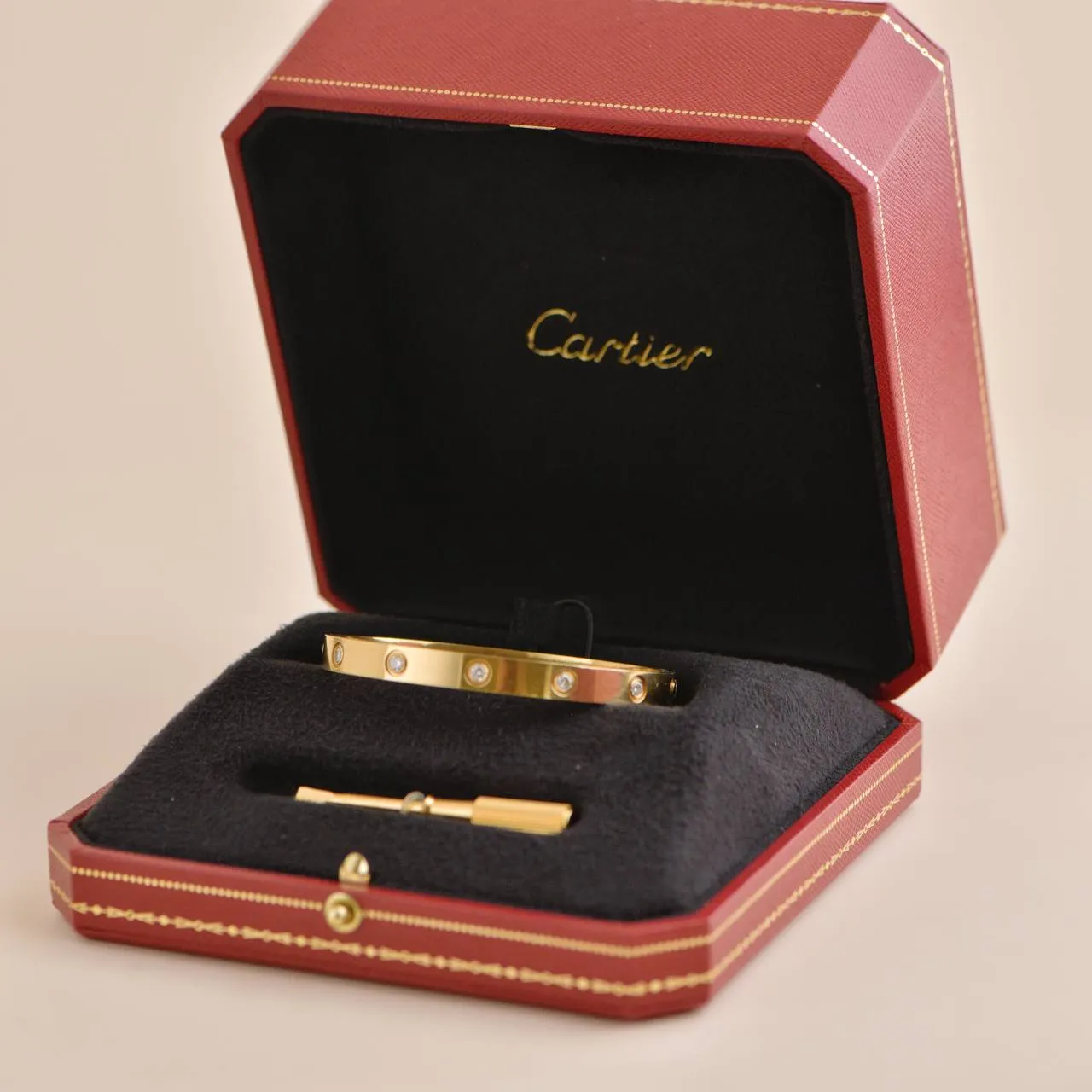 Cartier Love Bracelet 10 Diamonds Yellow Gold Size 17