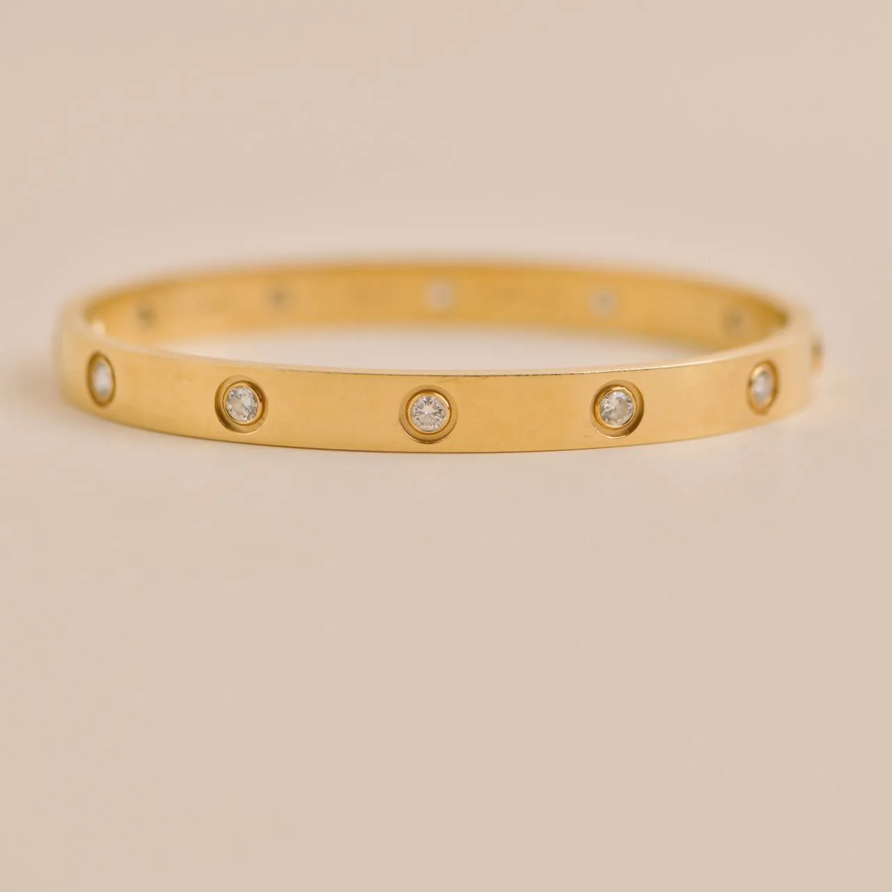 Cartier Love Bracelet 10 Diamonds Yellow Gold Size 17