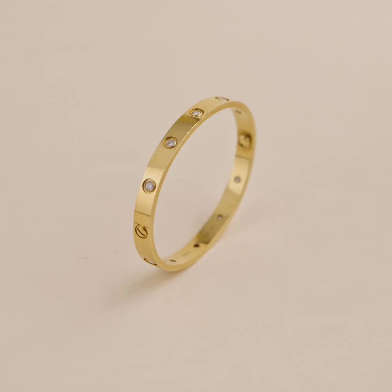 Cartier Love Bracelet 10 Diamonds Yellow Gold Size 17
