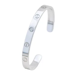 Cartier Love One Diamond 18K White Gold Cuff Bracelet Size 17