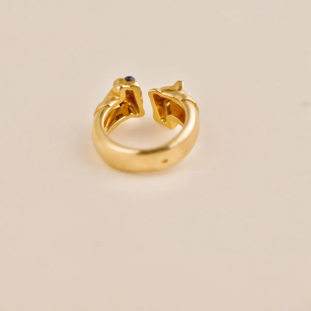 Cartier Panthre Double Leopard Head Yellow Gold Ring Size 52