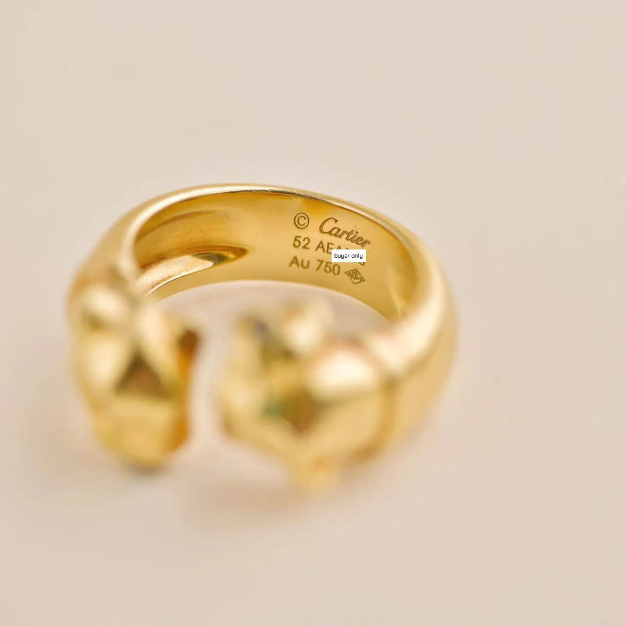 Cartier Panthre Double Leopard Head Yellow Gold Ring Size 52