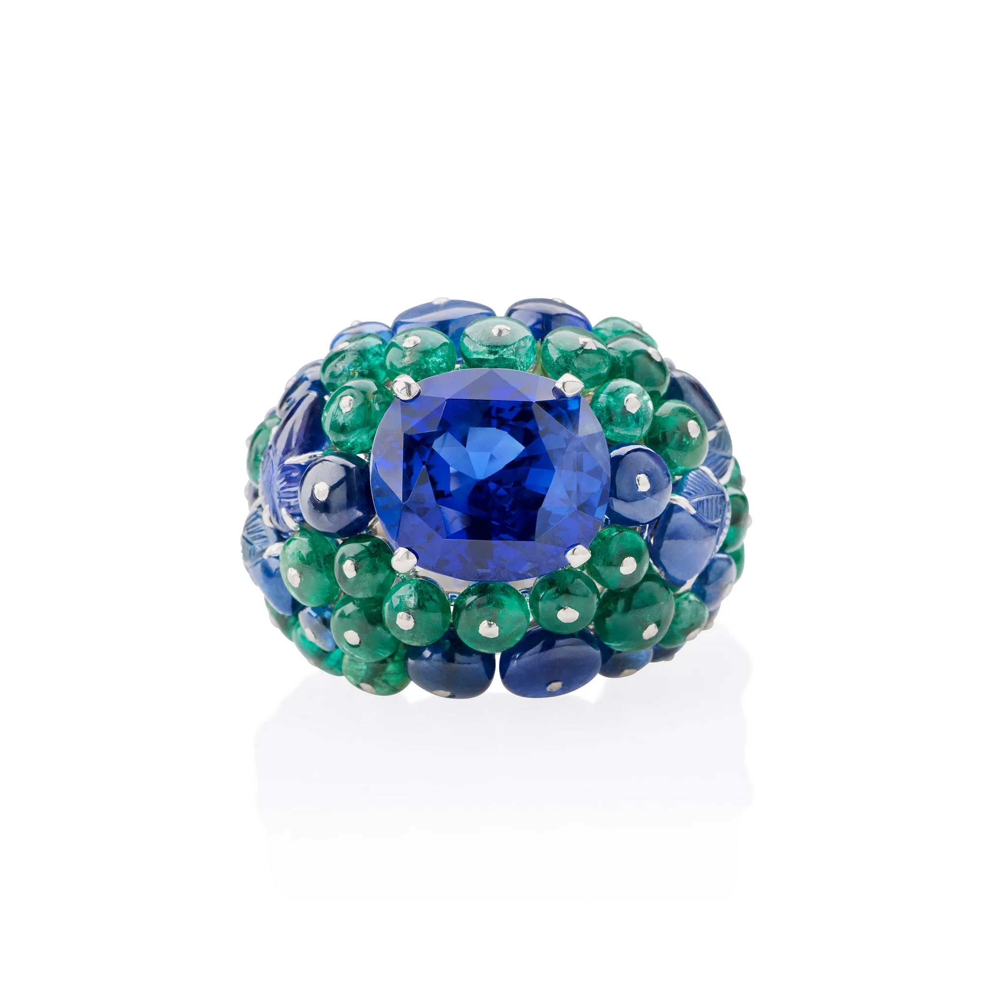 Cartier Paris Ceylon Sapphire and Emerald Boule Ring