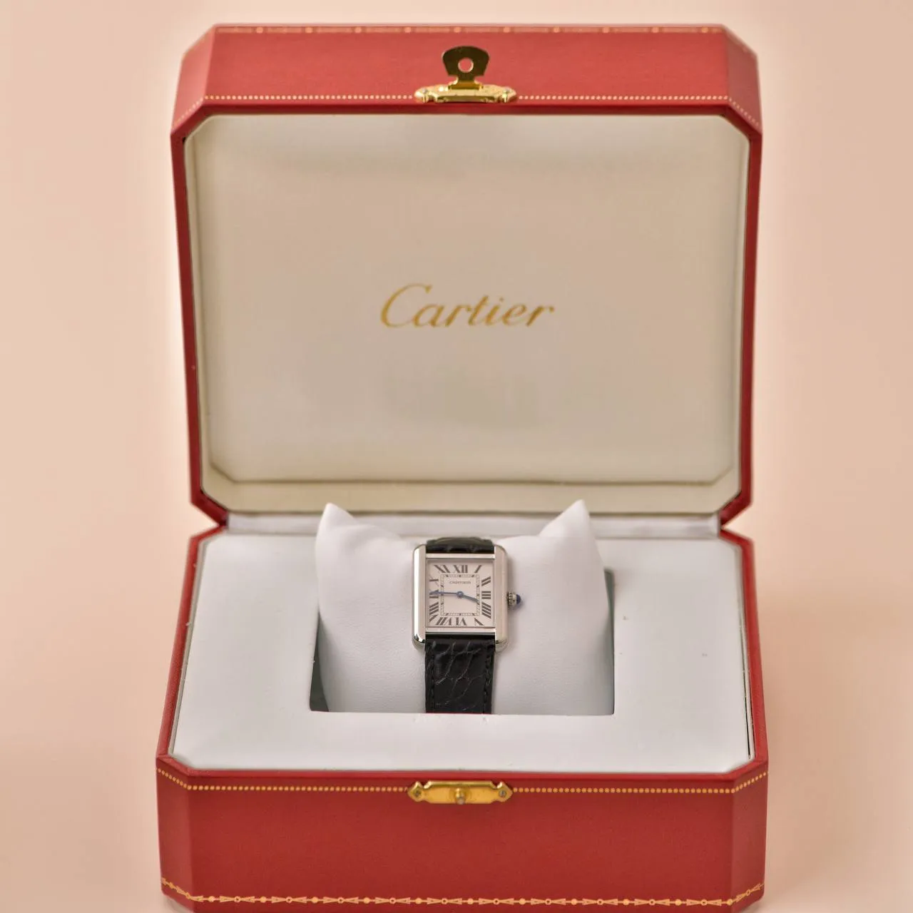 Cartier Tank Solo W5200005 Stainless Steel Leather Wristwatch