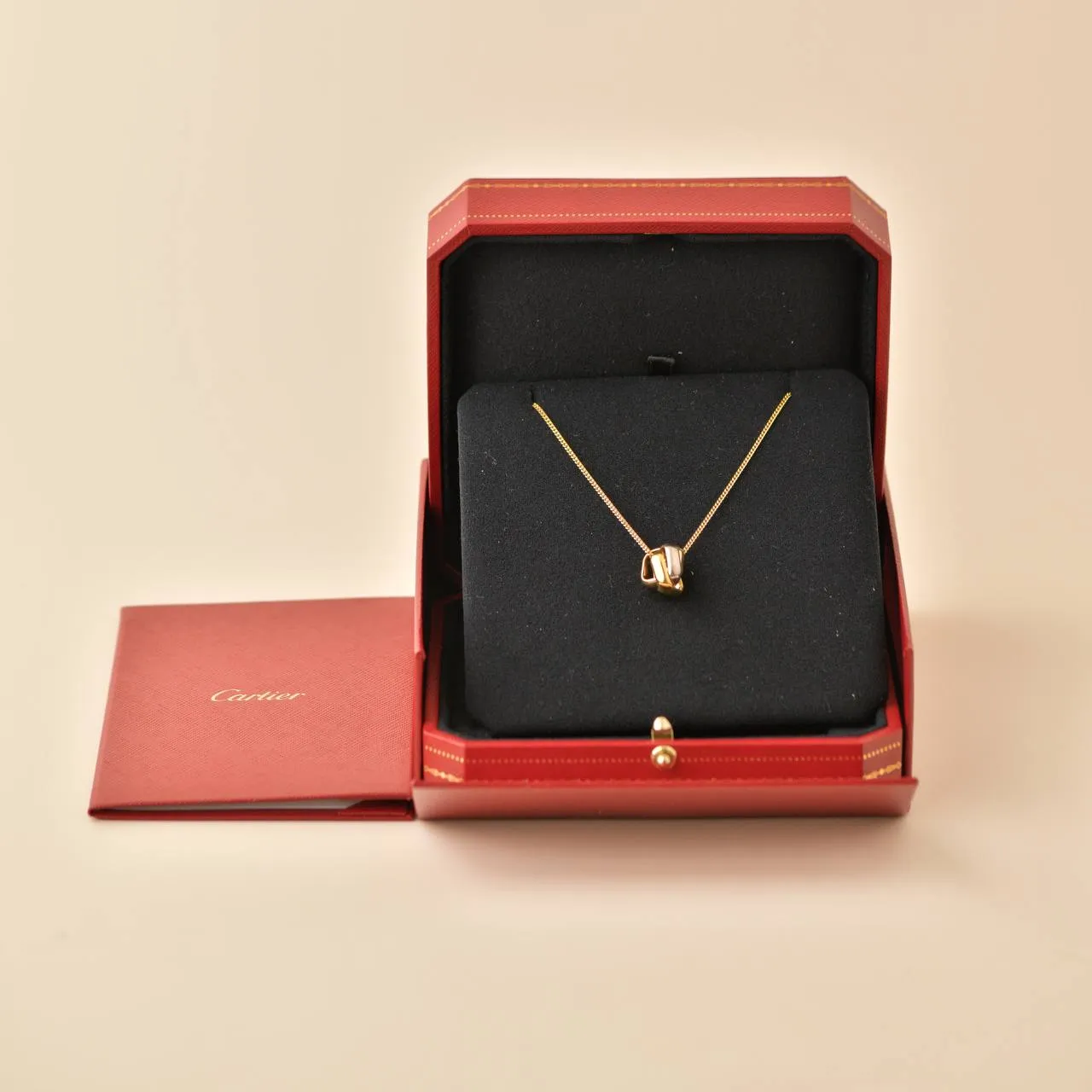 Cartier Trinity Cushion Pendant 18K Yellow Rose White Gold Necklace