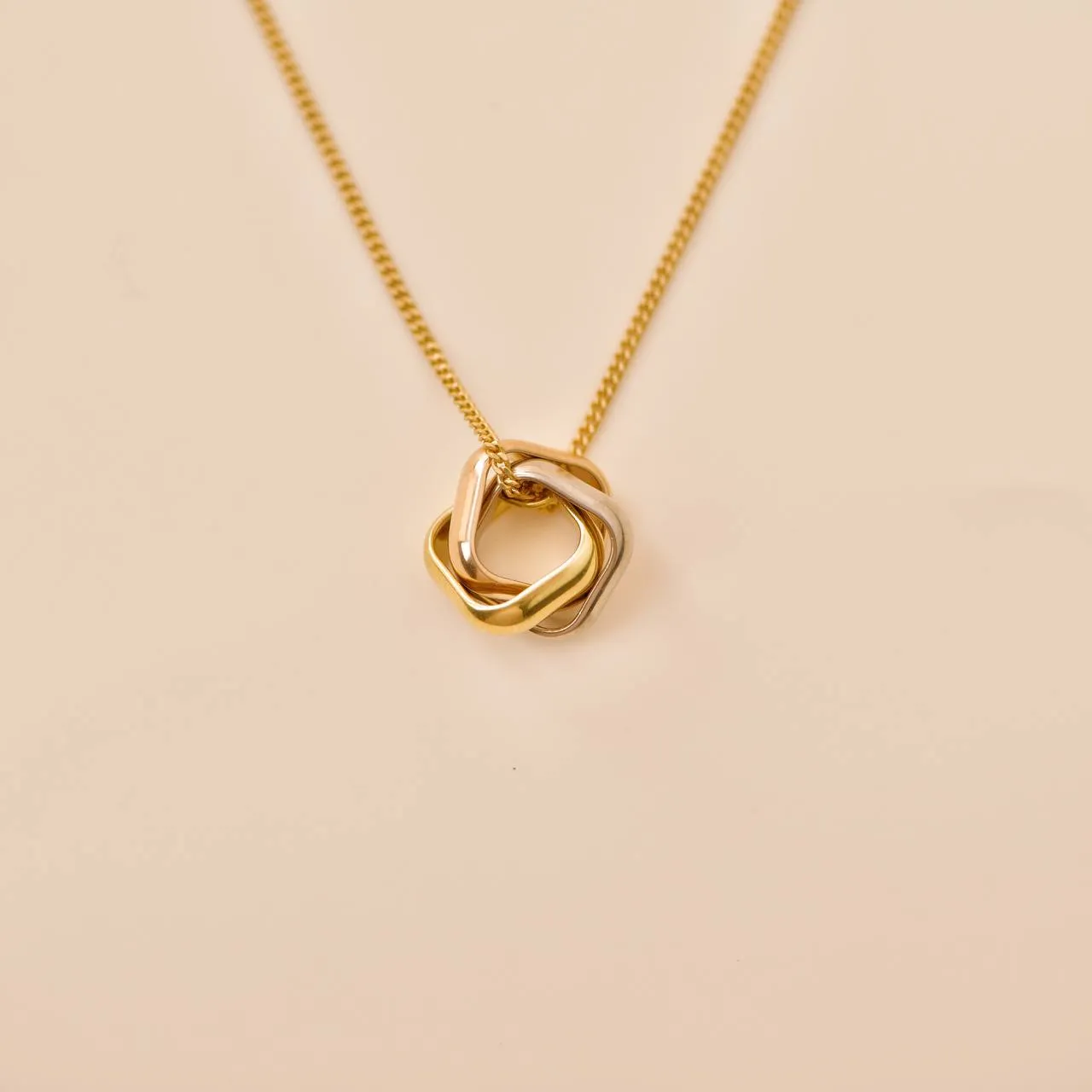 Cartier Trinity Cushion Pendant 18K Yellow Rose White Gold Necklace