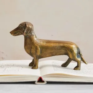 Cast Aluminum Dachshund dried flowers  