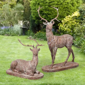 Cast Iron Estate Stags dried flowers  