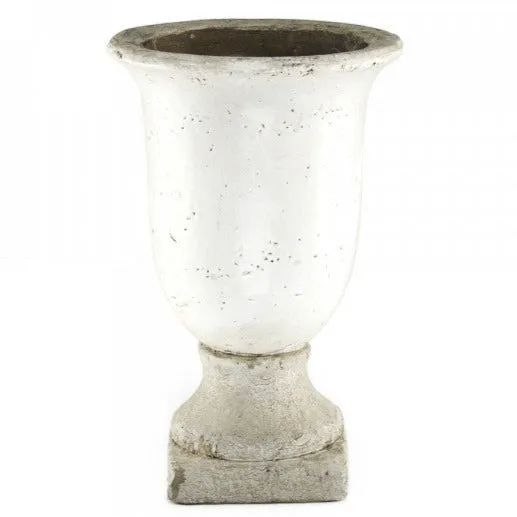 Cement & White Crackle Glazed Pottery Urn