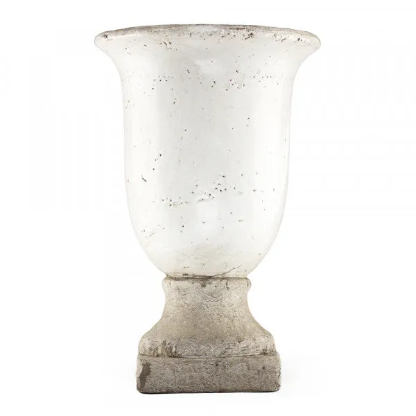 Cement & White Crackle Glazed Pottery Urn dried flowers  