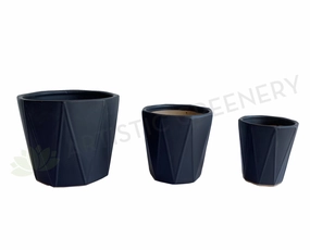 CER0015BLA "V" Pattern Ceramic Pots - Black - 3 Sizes outdoor greenery  
