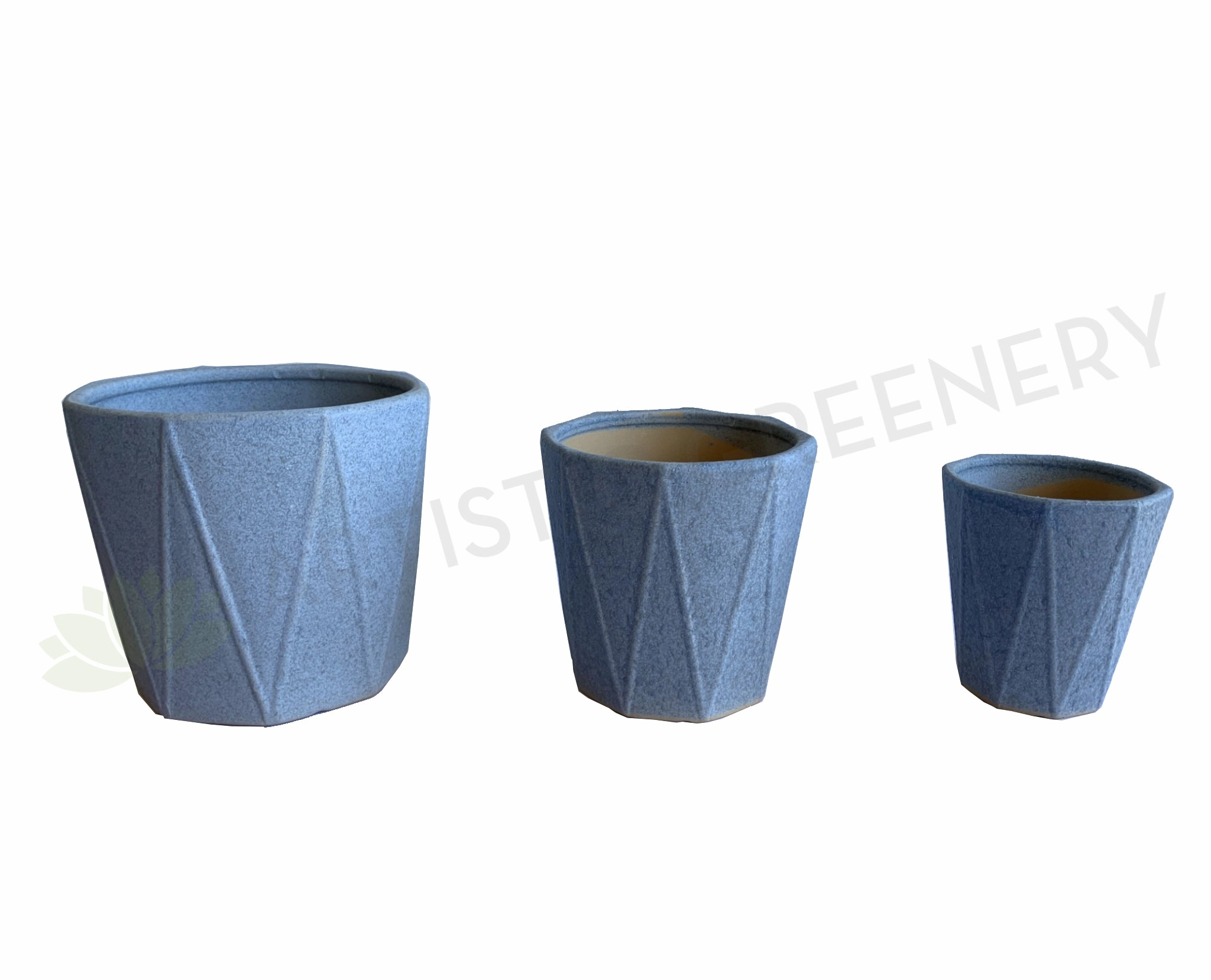 CER0015GREY "V" Pattern Ceramic Pots - Grey - 3 Sizes outdoor greenery  