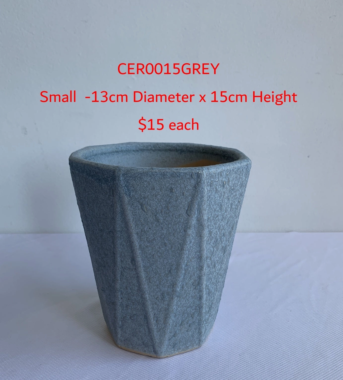 CER0015GREY "V" Pattern Ceramic Pots - Grey - 3 Sizes