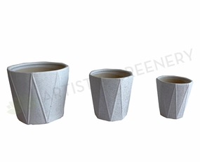 CER0015WHI "V" Pattern Ceramic Pots - Off White - 3 Sizes outdoor greenery  